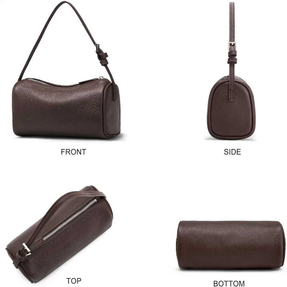Genuine Leather Crossbody Bag for Women Small Barrel Purse Shoulder Handbag